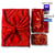 Papier Cadeau Réutilisable Emballage Furoshiki Coton Recyclé 3 pieces en 1 Carédeau Pack Famille 'Amour' en Rouge 100% COTON