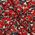 Tissu Coton satiné digital Lola fleurs Rouge sur fond Blanc cassé