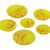 Lot de 6 boutons ronds 2 trous copeaux 23mm Vert