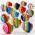 50 perles en résine rayées Ø 12 mm - Multicolore
