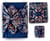 Lot de 3 Emballage Papier Cadeau Réutilisable Coton Recyclé Tissu Furoshiki Ecologique Pack Famille Mystérieuse en Bleu Nuit