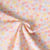Tissu Popeline de Coton légère floral pastel corail, jaune pastel et bleu clair sur fond Blanc