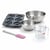 Set pâtisserie avec moule 6 donuts 36 x 26 cm en silicone, 2 bols à mixer, verre mesureur et spatule Zenker