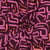 Tissu Viscose imprimé motifs abstraits Rose et Corail sur fond Bordeaux foncé