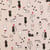 Tissu Toile Coton Aspect Lin Chats amoureux noirs, blancs et rouges sur fond Beige