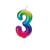 Bougie Rainbow Chiffre 3 - 7 cm