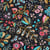 Tissu Coton Enduit Fleurs et feuilles multicolores sur fond bleu marine