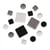 Mélange Tesselles, tons noir / blanc, 1x1cm + 2x2cm + ø12cm, Sceau 500g
