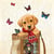 Lot de 4 serviettes en papier découpage collage 33 cm CHIOT PAPILLON A 305