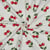 Tissu Jersey Coton imprimé Cerise cherie sur fond Blanc