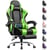 Chaise gaming - LUCKRACER - Repose-pieds massage lombaire cuir PU noir/vert