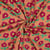 Tissu Jersey cotêlé Bio Jennifer Bouron fleurs Rouge et Vert sur fond Pêche