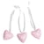 Clochettes en métal Coeur, rose layette, 3x2,5cm, pendent. organd, 6 pces