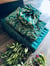 Papier Cadeau Réutilisable Emballage Furoshiki 3 pieces en 1 Coton Recyclé Carédeau Pack Famille  'Beauté' en vert sapin 100% COTON