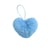Pompon fourrure artificielle cœur 45x 65mm bleu canaries