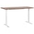 Bureau Électrique Réglable Plateau Bois Foncé et Structure Acier Blanc 160 x 72 cm Hauteur Ajustable Assis Debout Pieds Carrés Design Moderne