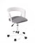 Chaise bureau à roulettes, accoudoirs, assise rembourée, hauteur réglable, pivotant, pied métal AYA (blanc-gris)