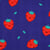 Tissu Jersey stretch Fraise Happy sur fond Bleu roi - Au mètre