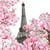 Lot de 4 serviettes en papier découpage collage 33 cm TOUR EIFFEL FLEUR ROSE F 701