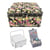Boîte à couture carrée L20xH11cm Fleurs sur fond noir