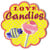 Lot de 3 écussons thermocollants Love Candies 5x5cm