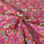 Tissu Popeline de Coton Poppy Fleurs vertes et roses sur fond Rose