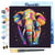 Mini Peinture par Numéro Figured'Art 20x20cm avec cadre Éléphant Abstrait Pop Art - Petit Format