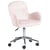 Fauteuil de Bureau Rose Clair en Velours avec Accoudoirs Siège Hauteur Ajustable sur Roulettes Base en Métal pour Espace de Travail Rétro Moderne