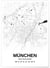Affiche carte München - rectangle Noir et Blanc | A3 : 29,7x42cm