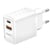 Akashi Chargeur Secteur 15W Double USB-A QC 3.0 + USB-C PD Charge Rapide Blanc