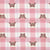 Tissu Flanelle de Coton Poppy Carreaux roses et oursons marron sur fond Blanc