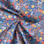Tissu Popeline de Coton légère Rétro sur fond Bleu indigo