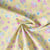 Tissu Popeline de Coton légère Petites fleurs roses et bleues sur fond Jaune pastel