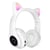 Avizar Casque Audio Bluetooth 5.0 Design Oreilles de Chat Microphone Intégré Blanc