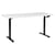 Bureau Réglable Manuellement Plateau Blanc et Structure Acier Noir 160 x 72 cm Hauteur Ajustable Assis Debout Pieds Ronds Design Moderne