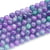 Fil de 97 perles ronde en verre craquelé fabrication bijoux 8 mm VIOLET VERT
