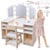 Coiffeuse Enfant Bois - Bureau Enfant avec Chaise Grand Miroir Éclairage LED - Mamabrum