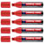 Lot de 5 marqueurs permanents - EDDING - Pointe biseau large 4-12 mm - Rouge