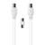 Force Power Câble TV Coaxial 9.52mm Mâle/Femelle 2m avec Adaptateur Mâle/Mâle Blanc