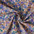 Tissu Coton imprimé Arty Barbara petite fleurs Violet et Camel sur fond Ecru