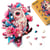 Puzzle en Bois Adulte et Enfant Figured'Art 200 pièces Animaux - Chouette florale - Design Original 28x39 cm Forme Unique avec Coffret en bois Premium, Parfait pour Offrir en Cadeau