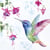 Lot de 4 serviettes en papier découpage collage 33 cm OISEAU COLIBRIS FUSCHIA O 208