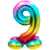 Ballon Géant Rainbow Chiffre 9 avec base (81 cm)