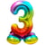 Ballon Géant Rainbow Chiffre 3 avec base (81 cm)