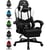 Chaise gaming - LUCKRACER - Repose-pieds télescopique cuir PU noir/blanc