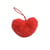 Pompon fourrure artificielle cœur 45x 65mm rouge
