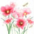 Lot de 4 serviettes en papier découpage collage 33 cm FLEUR ROSE LIBELLULE F 350