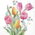 Lot de 4 serviettes en papier découpage collage 33 cm FLEUR TULIPE F 104