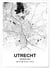 Affiche carte Utrecht - rectangle Noir et Blanc | A3 : 29,7x42cm