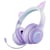Casque Audio Sans Fil Oreilles De Chat RGB Pour Gaming Et Musique Violet 2 YONIS